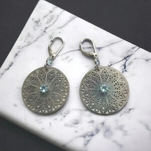 Leverback French Hook Clasp Rhinestone Earrings